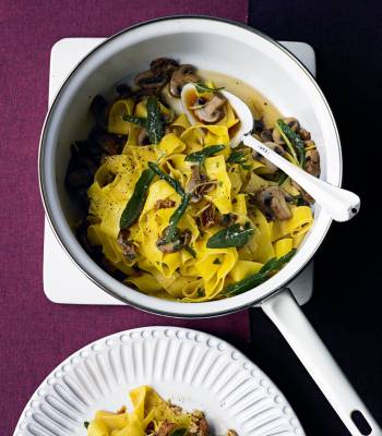 Pappardelle with mushroom ragu and crispy sage