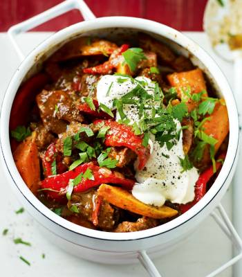 Spicy jerk pork and sweet potato casserole