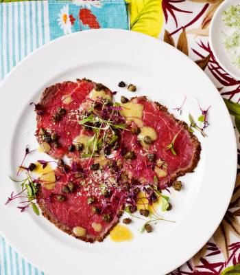 Lime and pepper crusted beef carpaccio