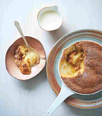 Ginger pear upside-down pudding