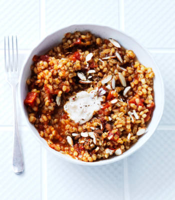 Tomato and rosemary pearl barley risotto