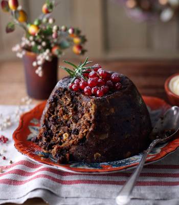 Classic Christmas pudding with brandy butter