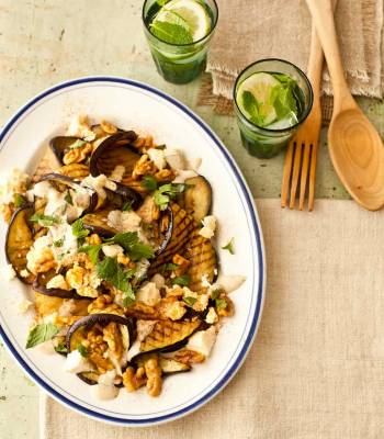 Aubergine with Lancashire cheese, walnuts & yogurt