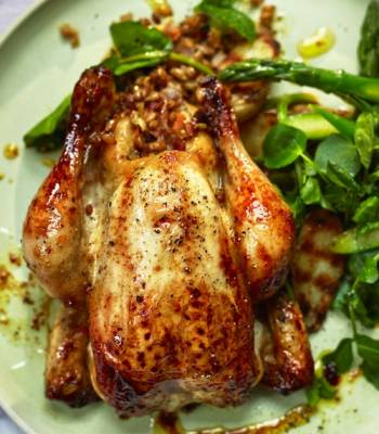 Poussins stuffed with spelt