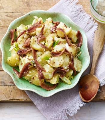 Warm potato and anchovy salad