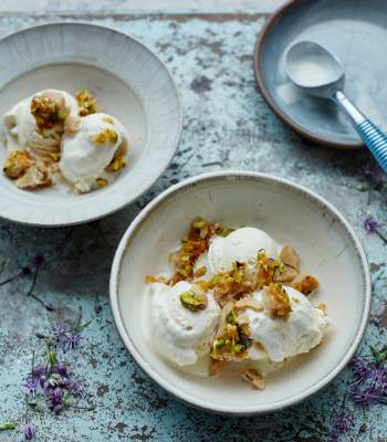 Ice cream with carrot and pistachio halva