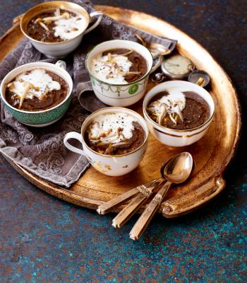 Mushroom and chestnut soup with truffle oil  
