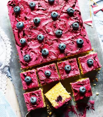 Lime and blueberry poke cake