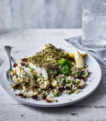 Chermoula cod with bulgar salad