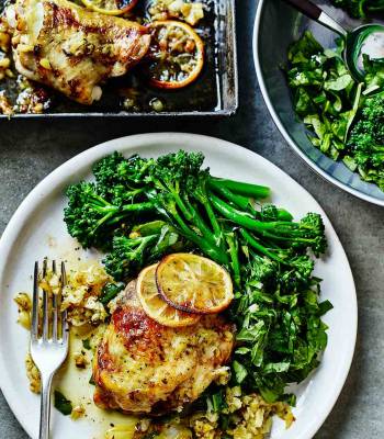 Lemon, pineapple and herb-roasted chicken