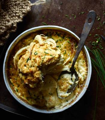 Cheddar and mustard whole roasted cauliflower 