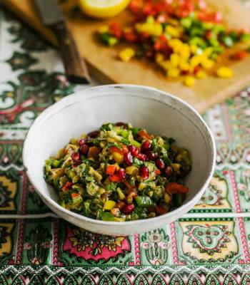 Smoked aubergine salad