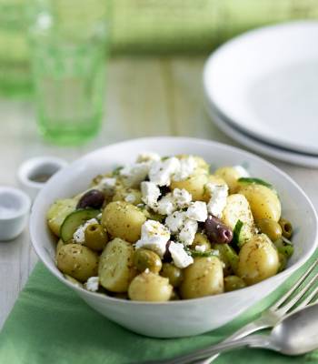 Zaatar potato salad with olives and feta