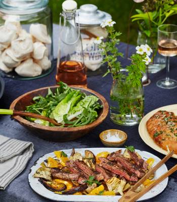Spiced steak with aubergine and orange  