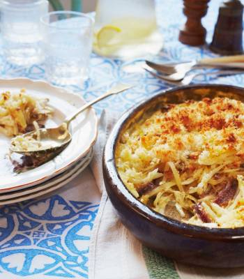 Potato bake with anchovies
