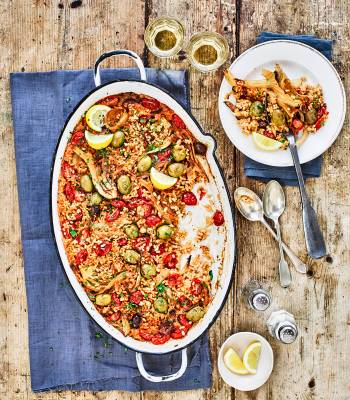 Spanish fennel, olive and tomato rice