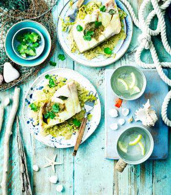 Smoked haddock with leeks, lime and curry butter