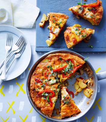 Smoky pepper and onion frittata with Manchego
