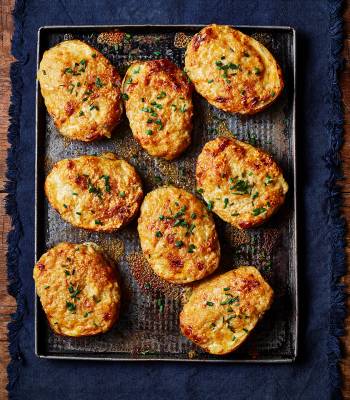 Welsh rarebit-loaded potato skins 