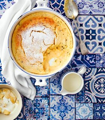 Lemon & passionfruit self-saucing pudding