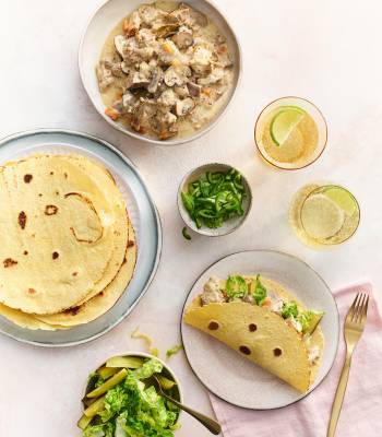 Creamy mustard pork tacos