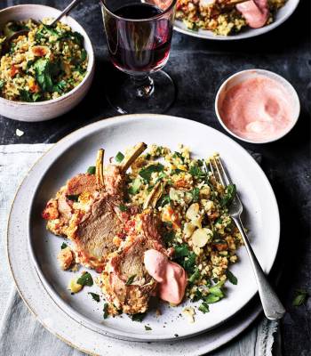 Halloumi-crusted lamb rack 