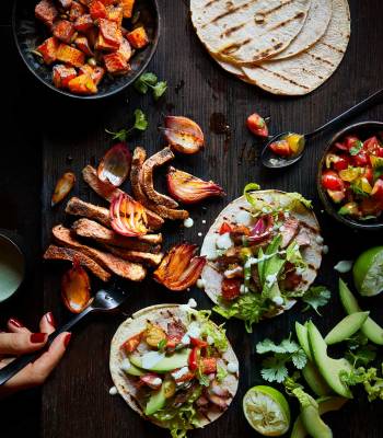 Seared steak taco board