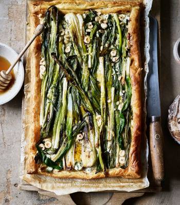 Charred spring onion and ricotta tart