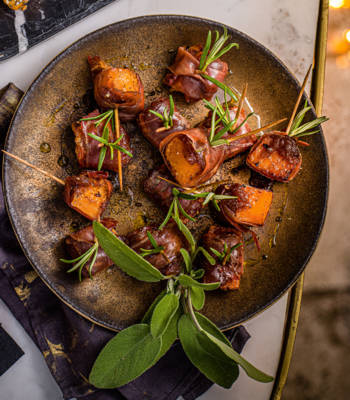 Spiced butternut and prosciutto bites