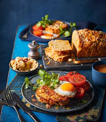 Sweetcorn breakfast loaf with bacon butter