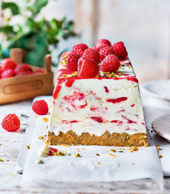 Iced raspberry ripple cheesecake