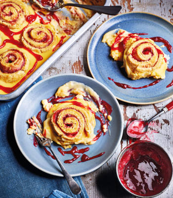 Roly-poly custard swirls