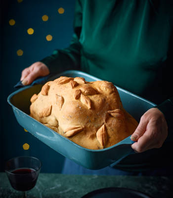 Salt-baked chicken with citrus and lavender 