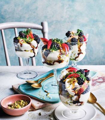 Nectarine, blackberry and cardamom Eton mess