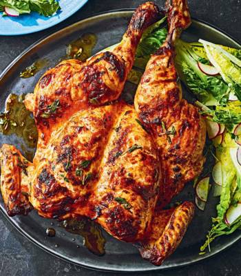 Smoky buttermilk-marinated spatchcock chicken