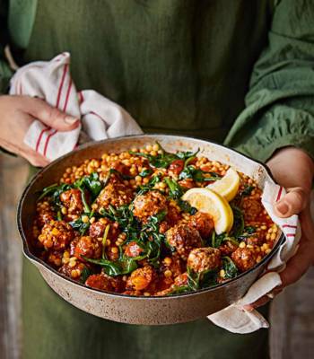 Aromatic lamb meatball and giant couscous stew