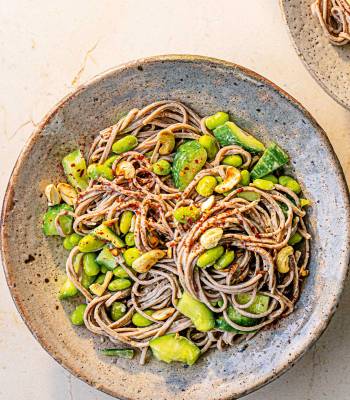 Smacked cucumber soba noodles