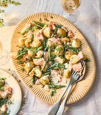 Tartare-dressed potato and salmon salad