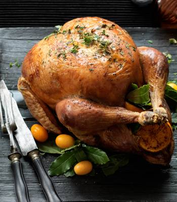 Classic roast turkey with chestnut stuffing balls