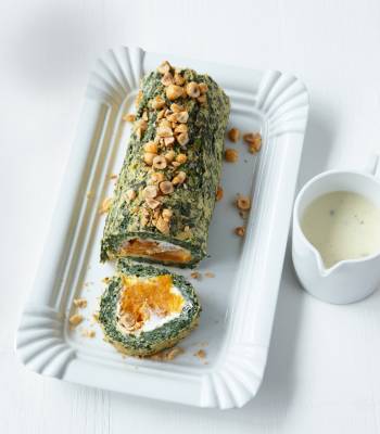 Spinach and butternut squash roulade