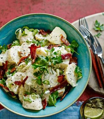 Warm new potato salad with crunchy bacon 