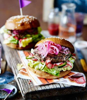 Vietnamese lamb burgers with pickled vegetables