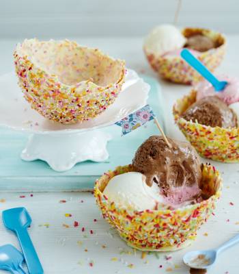 White chocolate ice cream bowls