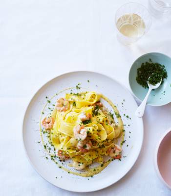 Pappardelle with prawns and vanilla beurre blanc