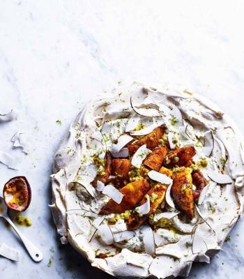 Spiced pineapple and coconut pavlova