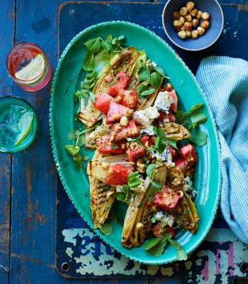 Pickled Watermelon and blue cheese salad