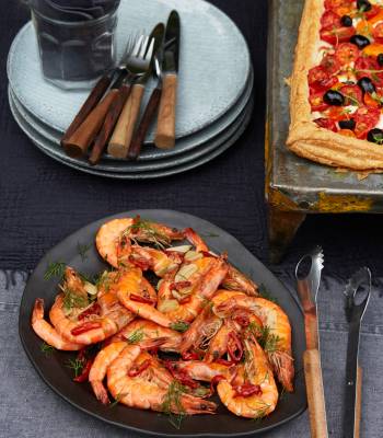 John Whaite's devilish garlic prawns