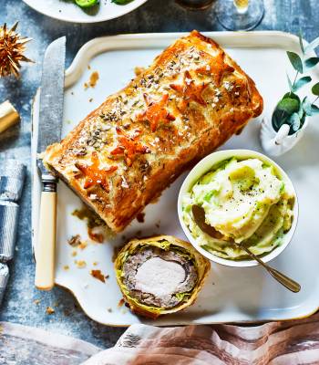 Pork, sage and chestnut wellington