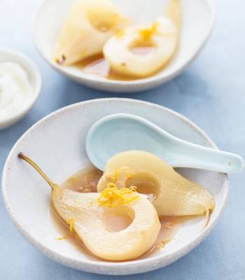 Chai-poached pears with ginger and honey