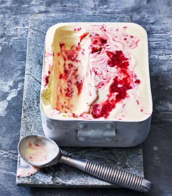 Raspberry rose ripple ice cream